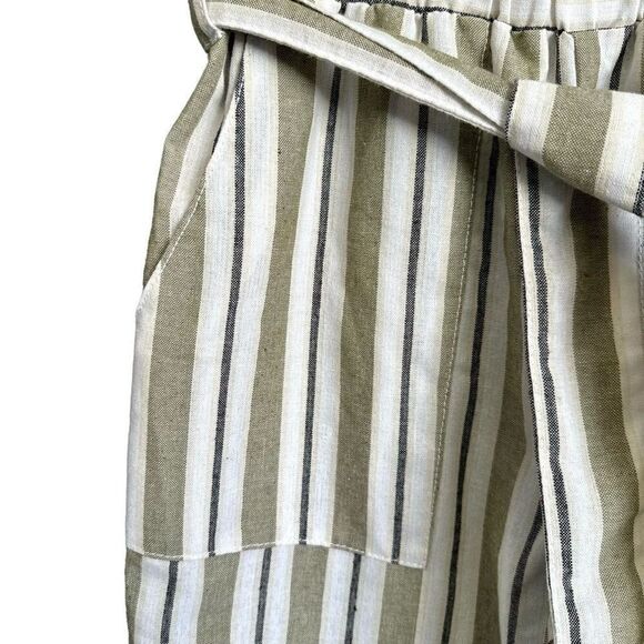 NWT Ci Sono Thick Striped High Waist Cuffed Paper bag Pants - Picture 3 of 9